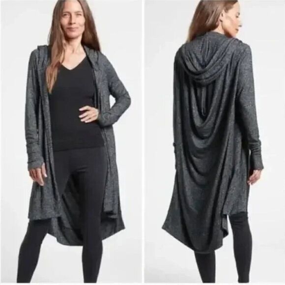 Athleta Harmony Wrap Open Front Duster Cardigan Charcoal Grey Small - Picture 1 of 6